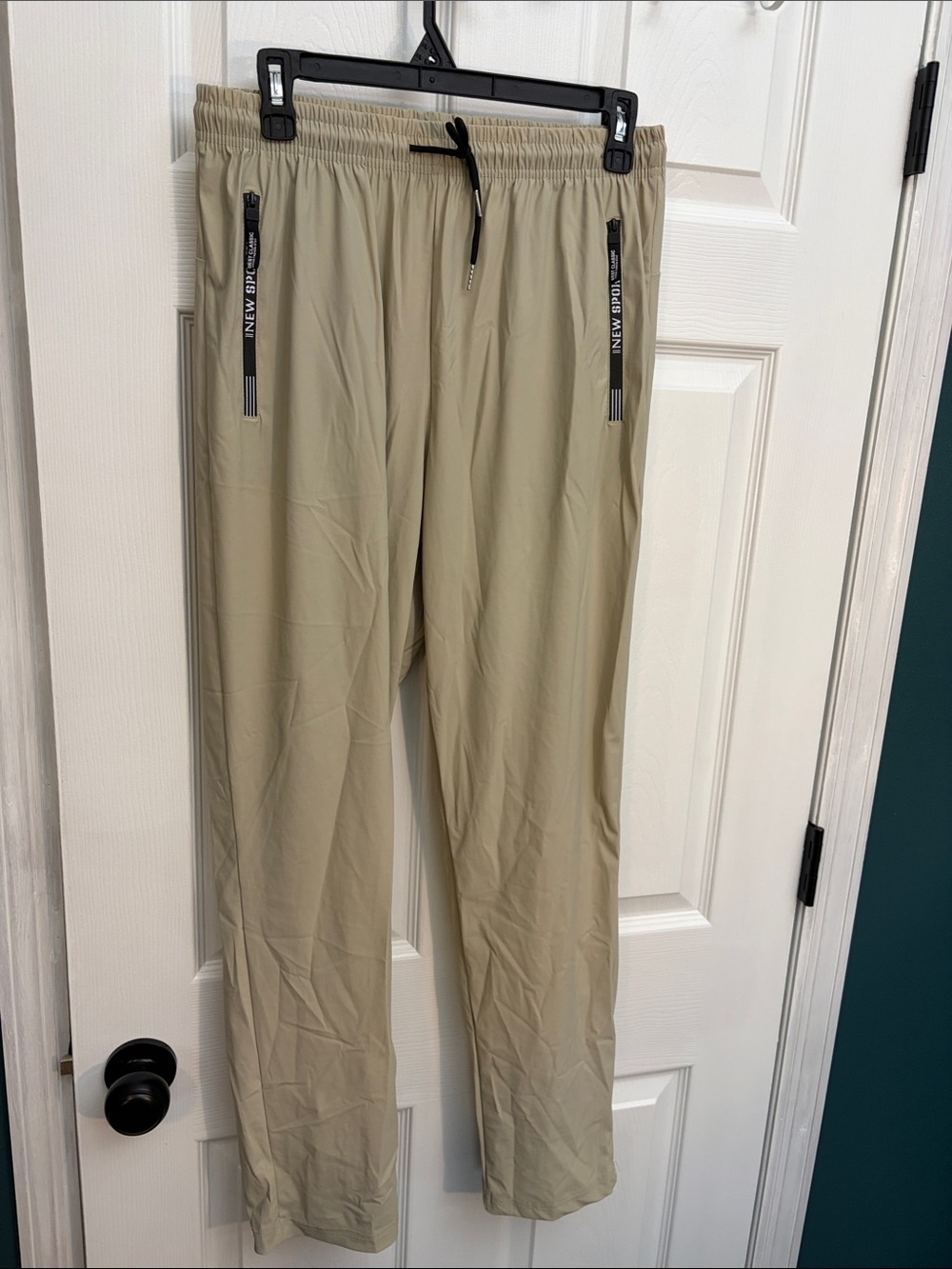Men's Lightweight Tan Joggers with Elastic Drawcord Waist